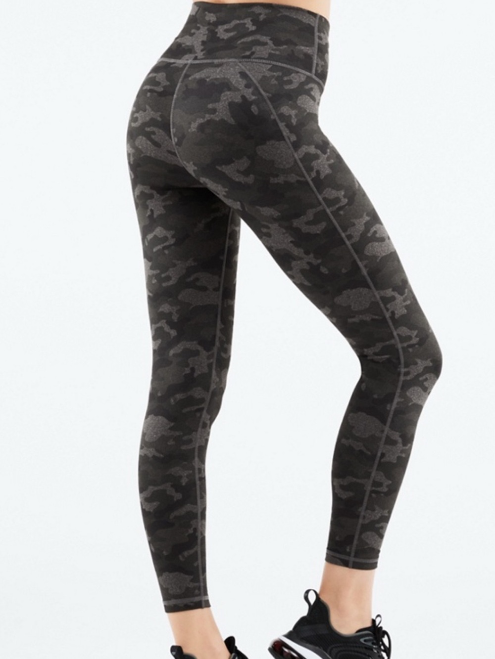 Fabletics Women's High-Waist Camo Leggings in Charcoal Black and Gray